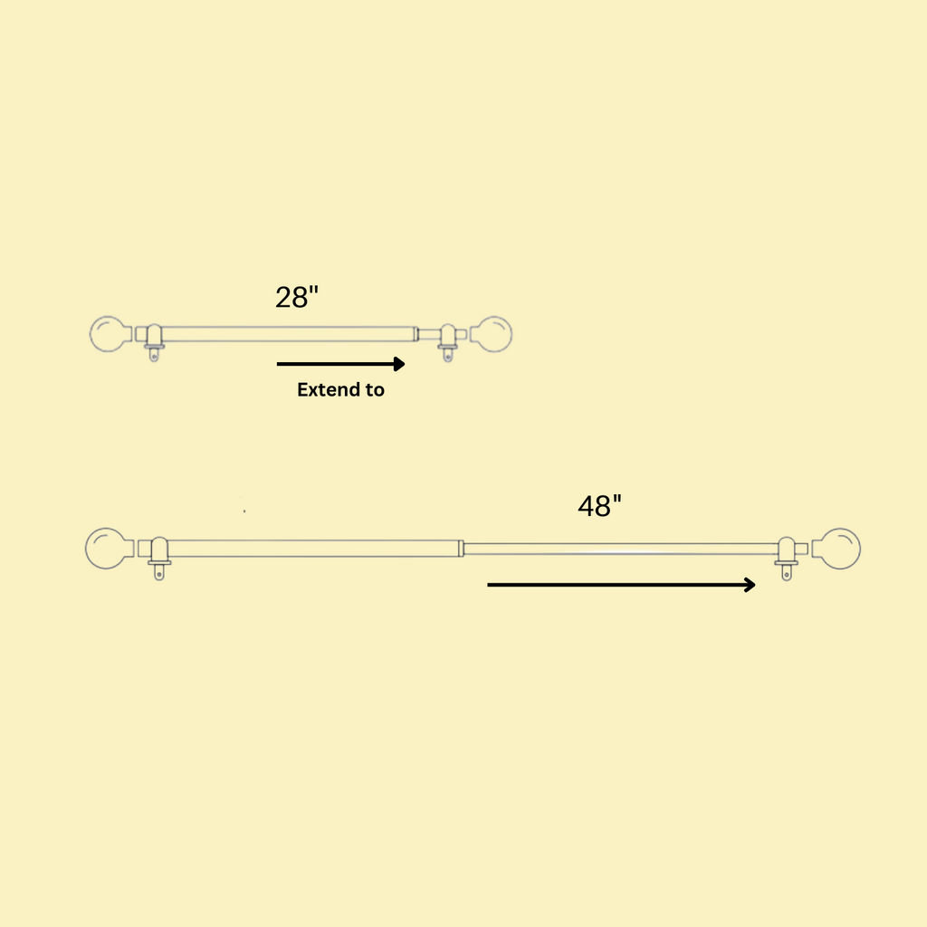 Extendable Double Curtain Pole with Square Scarred Wood Finials | Telescopic Curtain Pole | 28-144 Inch |  Anti-Rust-2