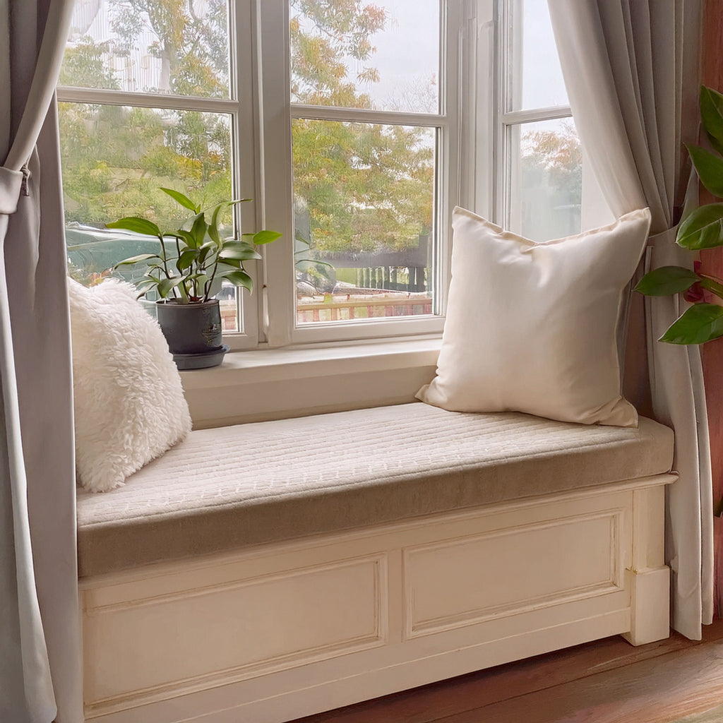Custom 5 Inch (12.5cm) Rectangular Foam Bench, Seat & Sofa Cushions | Made to Measure in Cotton Velvet, Linen or Organic Cotton for Indoor & Outdoor Furniture-2