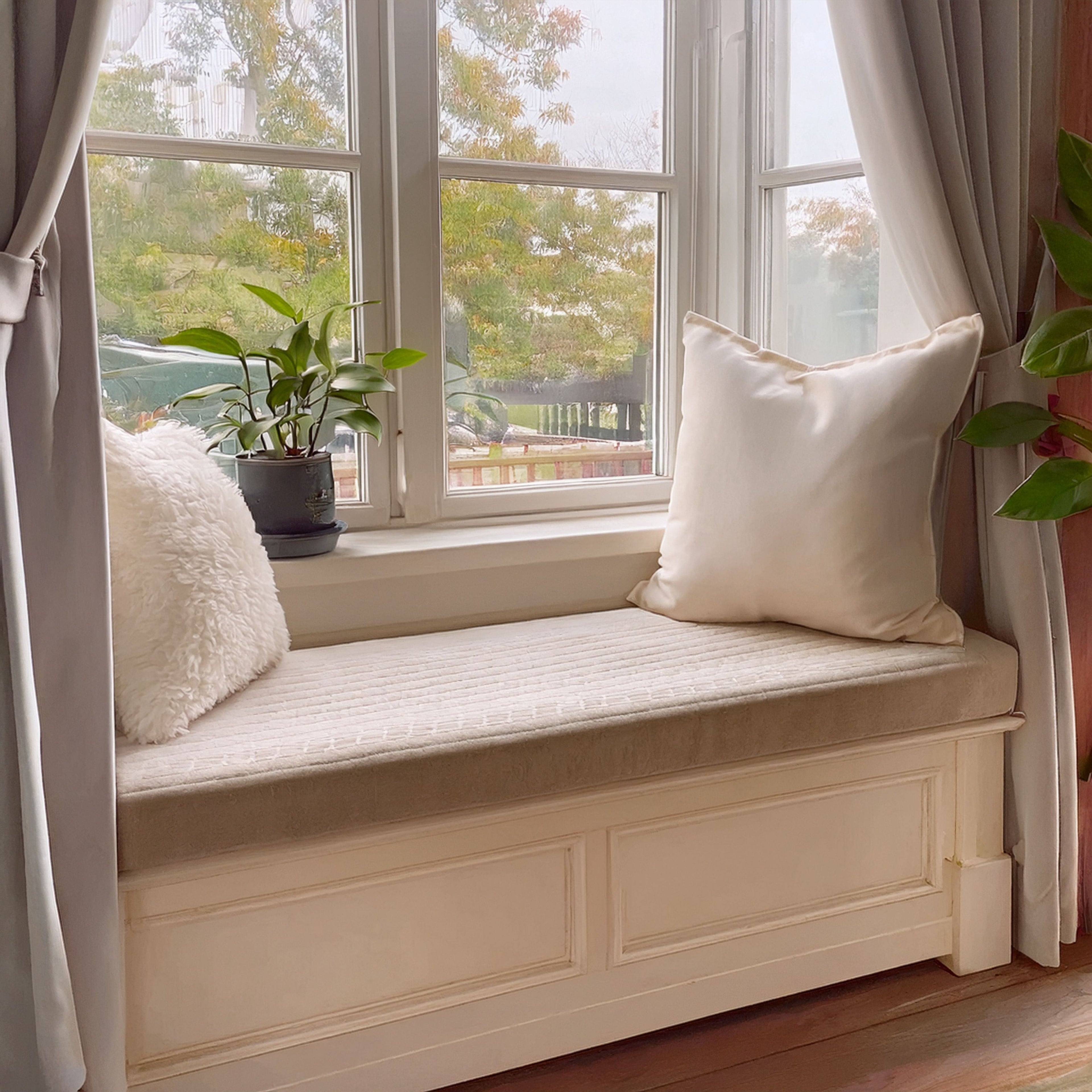 Custom 5 Inch (12.5cm) Rectangular Foam Bench, Seat & Sofa Cushions | Made to Measure in Cotton Velvet, Linen or Organic Cotton for Indoor & Outdoor Furniture-2