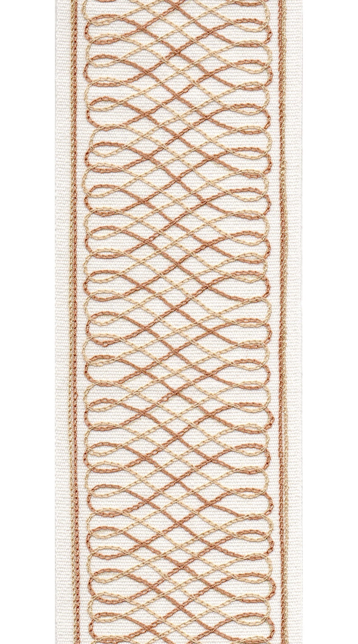 Geometric Lattice Cotton Canvas Trim | 4 Inch (10.16cm) | Wide Embroidered Border | 5 Colours | By The Metre-4