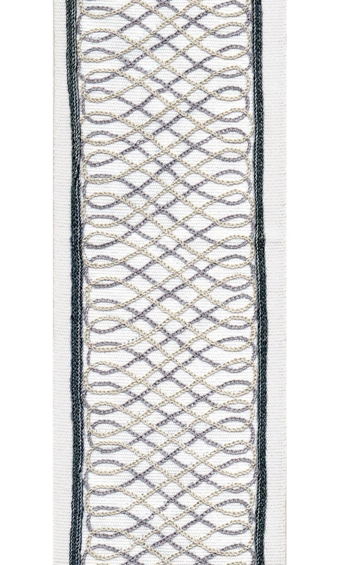 Geometric Lattice Cotton Canvas Trim | 4 Inch (10.16cm) | Wide Embroidered Border | 5 Colours | By The Metre-6