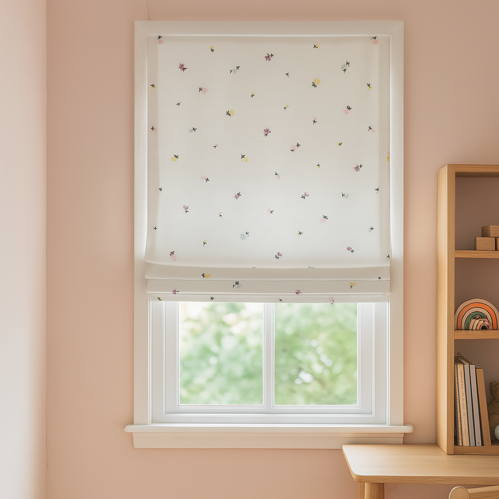 Pastel Meadow Sprinkles Linen Roman Blind – Made-to-Measure Kids & Nursery | Light-Filter or Blackout-4